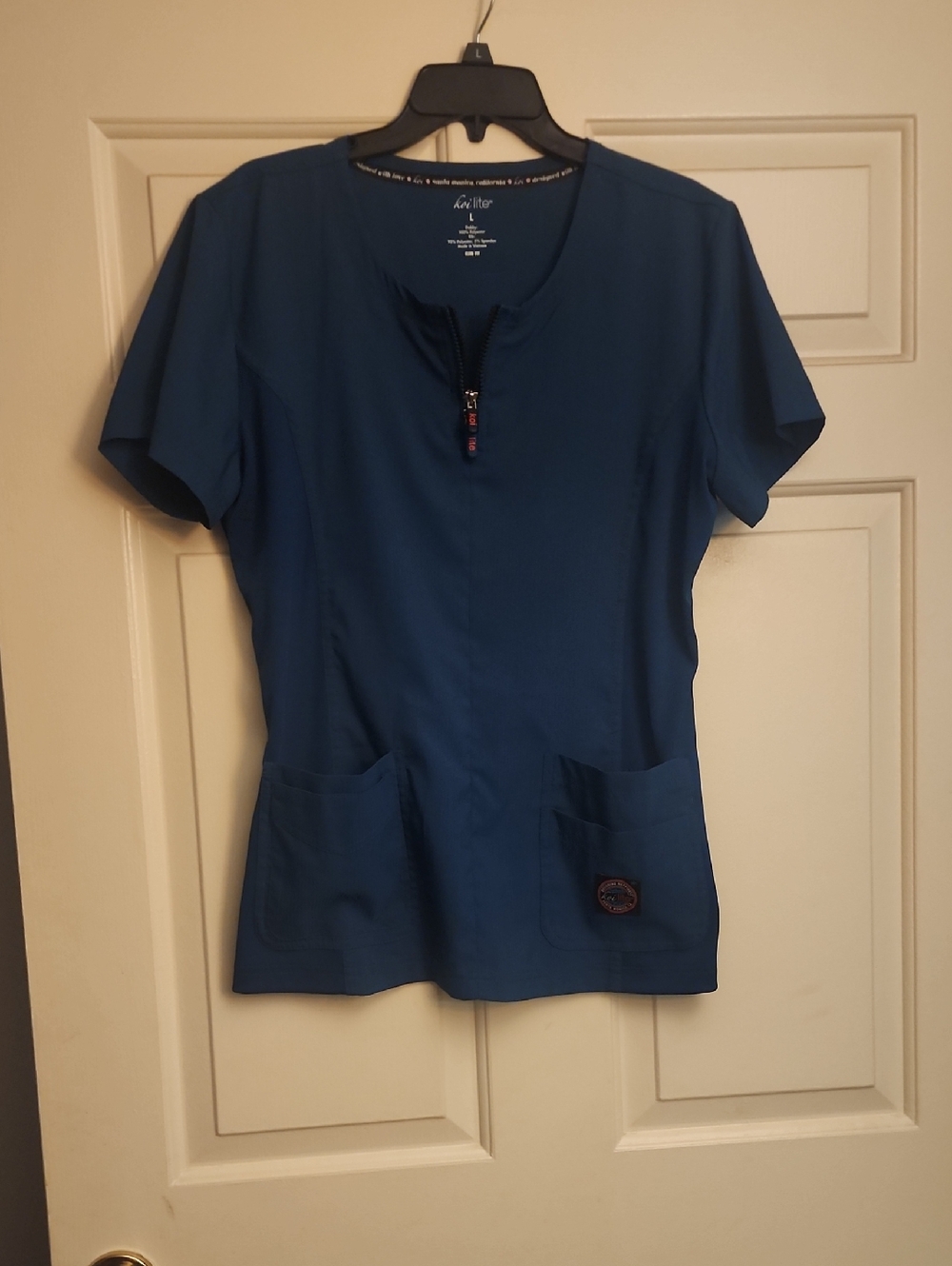 Women's Teal Zip-Front Scrub Top